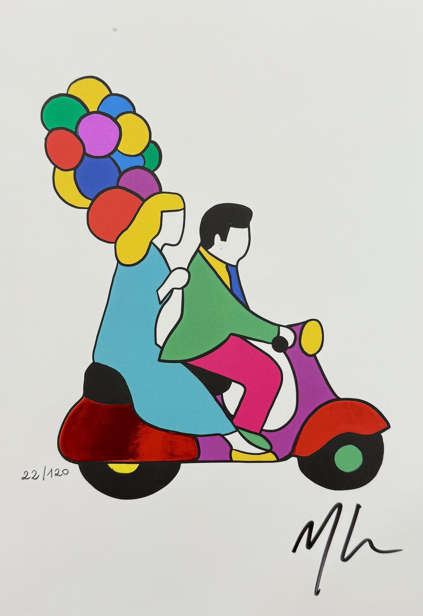 Marco Lodola | Coppia in Vespa con palloncini
